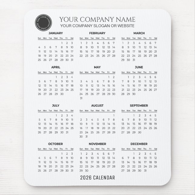 Tapis De Souris Create Your Own 2026 Company Calendar | Mousepad (Devant)