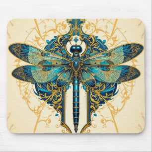 Tapis De Souris Création artistique d'une libellule complexe