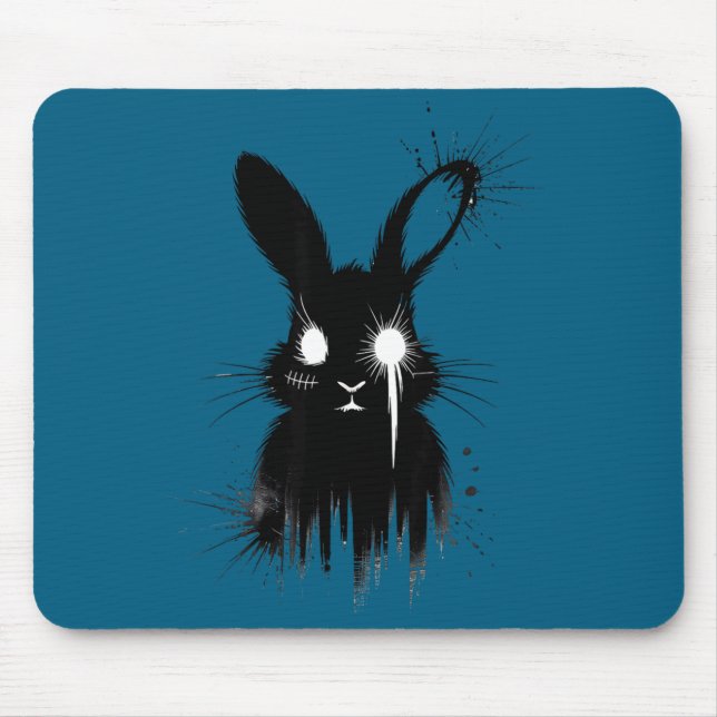 Tapis De Souris Creepy Cute Goth Bunny Horror Rabbit Sketch Alt Ng (Devant)