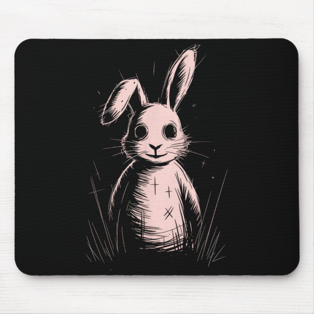 Tapis De Souris Creepy Cute Goth Rabbit Horror Bunny Sketch Alt Ng (Devant)