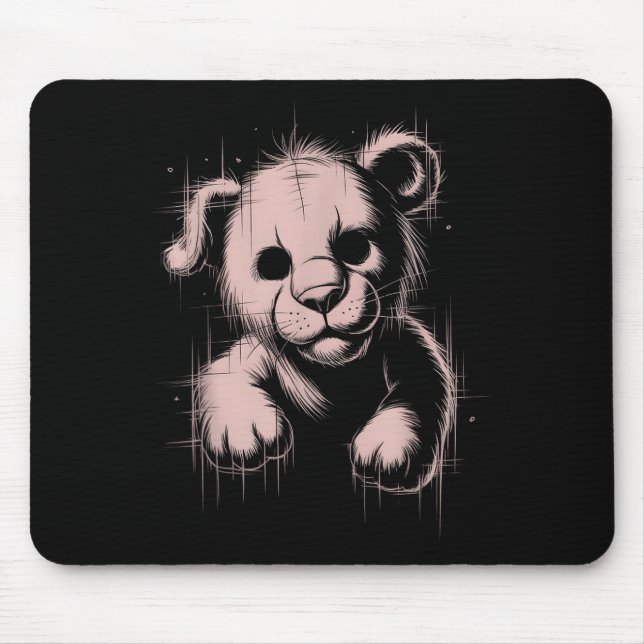 Tapis De Souris Creepy Cute Goth Teddy Lion Horror Sketch Nge Bear (Devant)