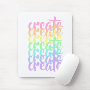 Tapis De Souris "Créer" Pastel Rainbow Words