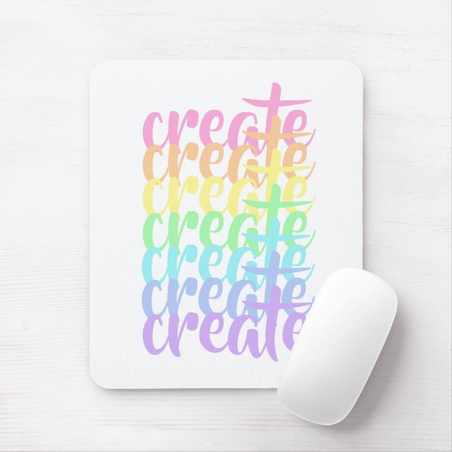 Tapis De Souris "Créer" Pastel Rainbow Words (Avec souris)
