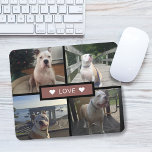 Tapis De Souris Créez votre propre collection photo de chien<br><div class="desc">Ajoutez vos propres photos d'animaux de compagnie. Design dispose de 4 photos sur une grille avec un rectangle solide au milieu avec le mot "amour" et le coeur accent de chaque côté.</div>