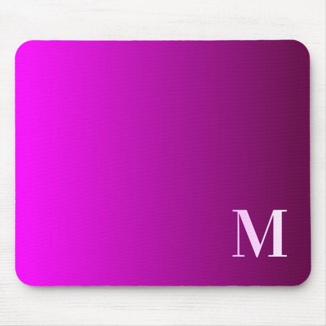 Tapis De Souris Créez votre propre monogramme Magenta Ombre (Devant)