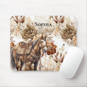 Tapis De Souris Crème de cheval occidentale marron floral
