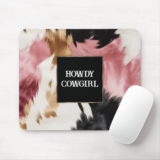 Tapis De Souris Crème d'or rose noir vachette (Avec souris)
