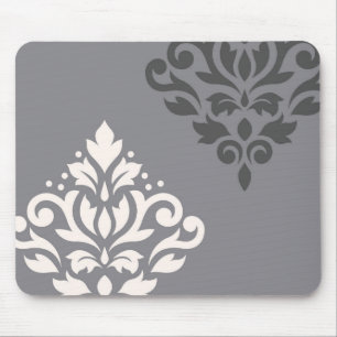 Tapis De Souris Crème et gris de l'art I de damassé de rouleau