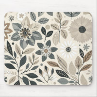 Crème et Vert Sauge Motif Floral Moderne Audacieux