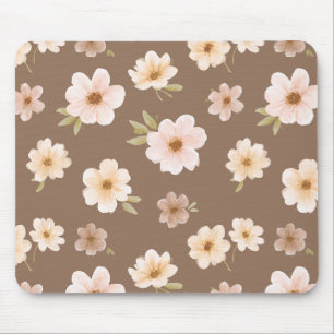 Tapis De Souris Crème Florale Rouge Brun
