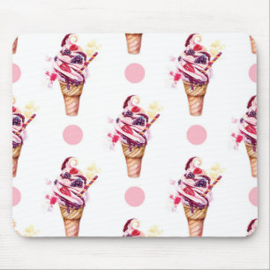 Tapis De Souris Crème glacée avec la fraise et la mûre