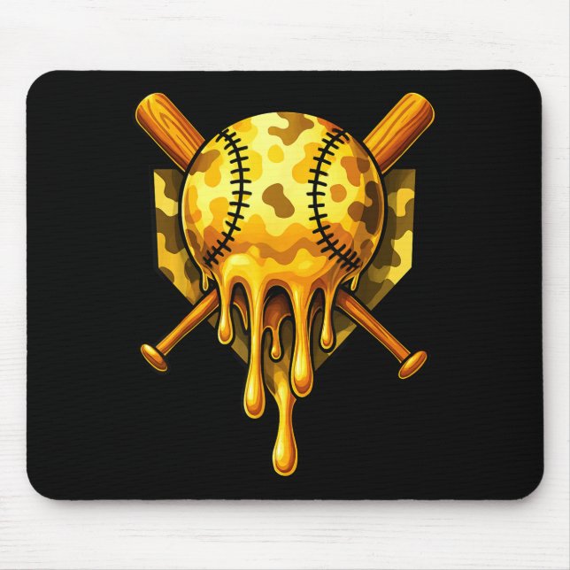 Tapis De Souris Crème glacée Baseball Drip Design Camo Cool  (Devant)