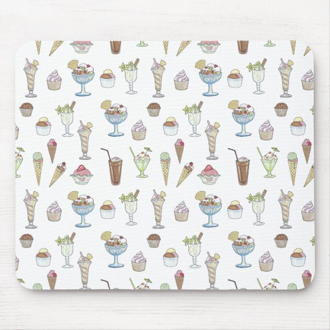 Tapis De Souris Crème glacée Sundae Collage Motif mignon (Devant)