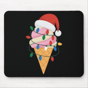 Tapis De Souris Crème Glaciaire Festive Avec Lumières De Noël Et P