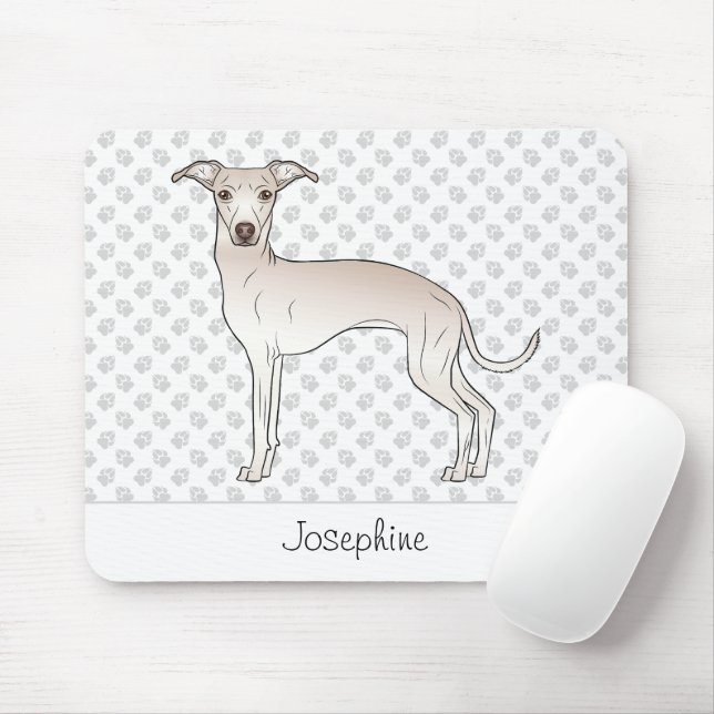 Tapis De Souris Crème Italien Greyhound Mignonne Chien Avec Nom Pe (Avec souris)