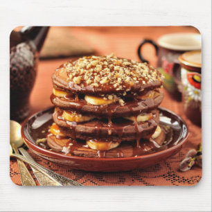 Tapis De Souris Crêpes de chocolat avec les bananes et le caramel