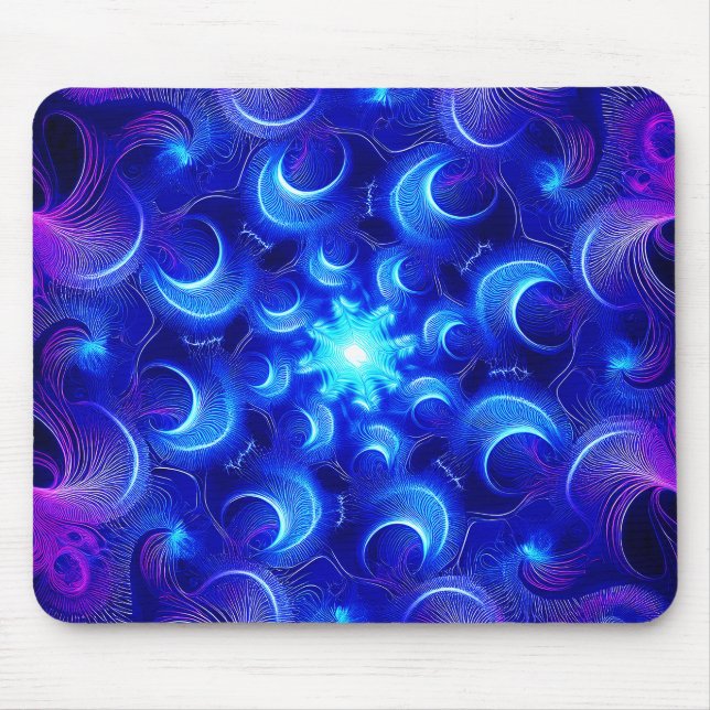 Tapis De Souris Crescent Moon Blue Fractals (Devant)