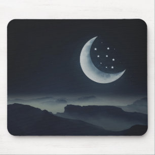Tapis De Souris Crescent Moon et étoiles
