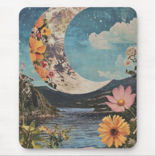 Tapis De Souris Crescent Moon sur un paysage serein