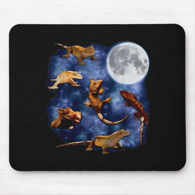Tapis De Souris Crested Gecko Moon Retro Reptile Mom Dad Breeder L (Devant)