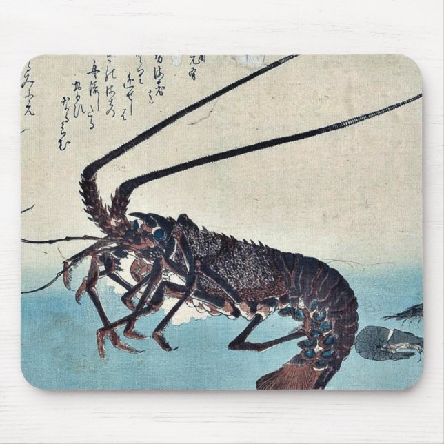 Tapis De Souris Crevette et homard par Ando, Hiroshige Ukiyoe (Devant)