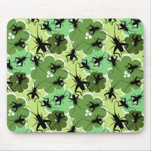 Tapis De Souris Cricket Floral Pattern Green + Black