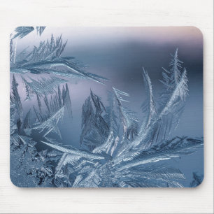 Tapis De Souris Cristaux de givre délicats sur texture de verre ph