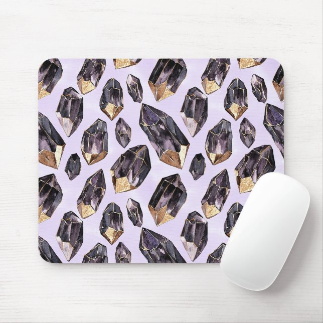 Tapis De Souris Cristaux d'or violet (Avec souris)