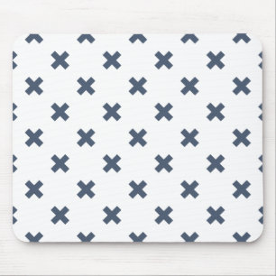 Tapis De Souris Crochets bleu-gris sur blanc