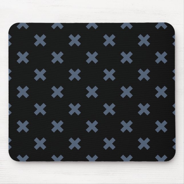 Tapis De Souris Crochets bleu-gris sur noir (Devant)