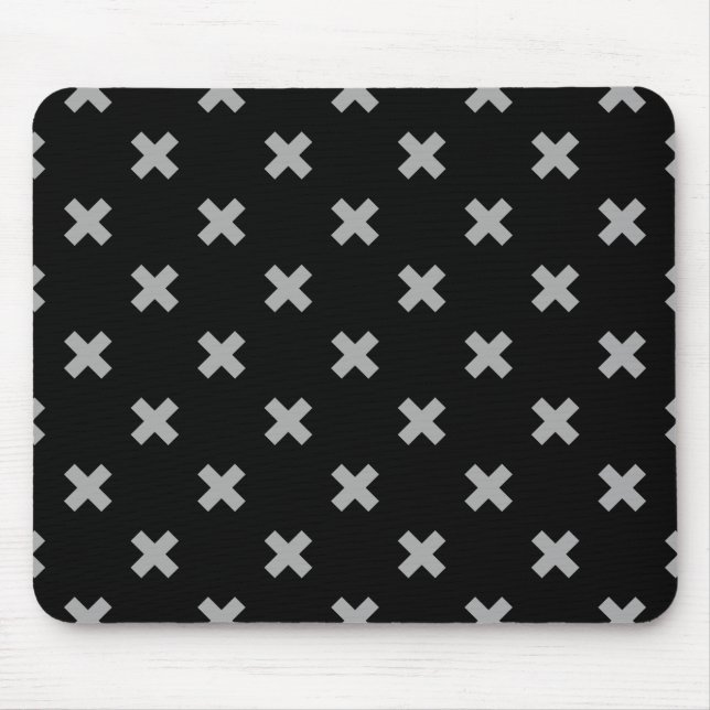 Tapis De Souris Crochets gris sur le noir (Devant)