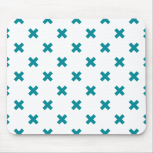 Tapis De Souris Crochets turquoises sur blanc