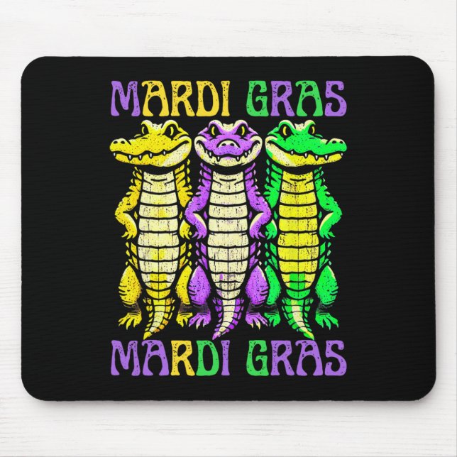 Tapis De Souris Crocodiles Aligator Louisiana Mardi Gras Carnival (Devant)