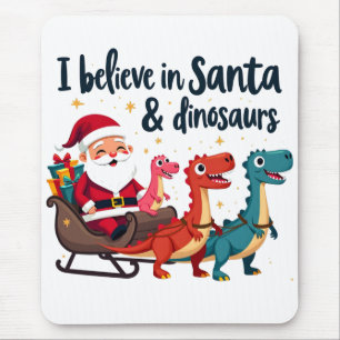 Tapis De Souris croire à Père Noël et les dinosaures (Père Noël éq