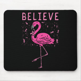 Tapis De Souris Croire Flamant rose rose Ruban Cancer du sein