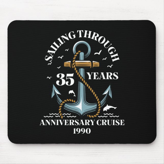 Tapis De Souris Croisière d'anniversaire de mariage de 35 ans (Devant)