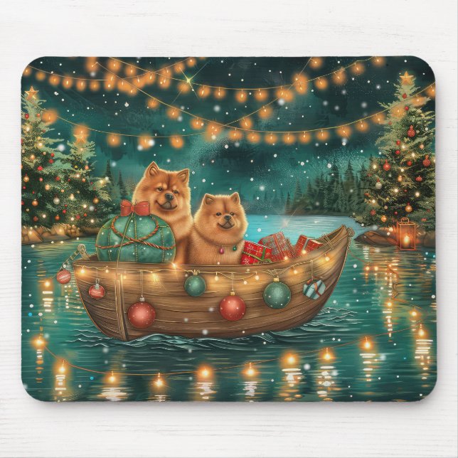Tapis De Souris Croisière festive de Noël du Chow Chow (Devant)