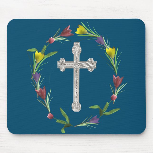 Tapis De Souris Croix à anneau rose (Devant)