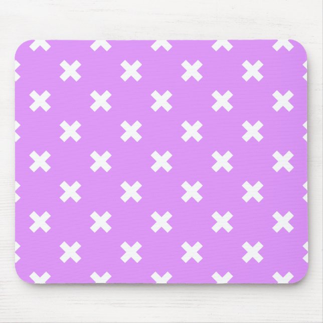 Tapis De Souris Croix blanches sur lilas (Devant)
