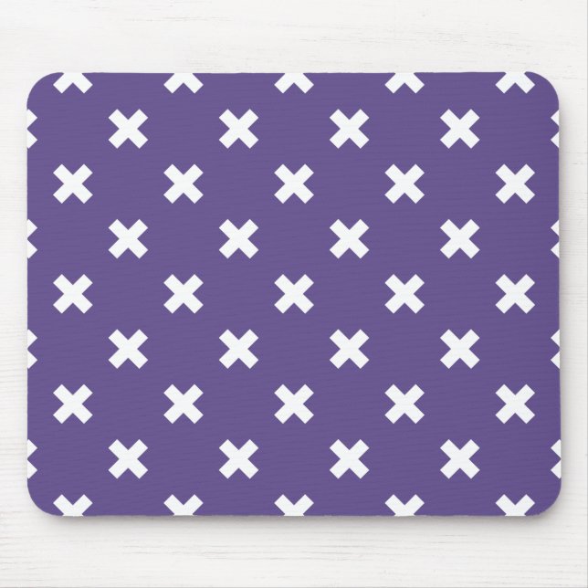 Tapis De Souris Croix blanches sur ultra violet (Devant)