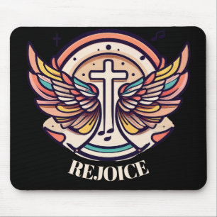 Tapis De Souris Croix colorée Agnel ailes Rejoice
