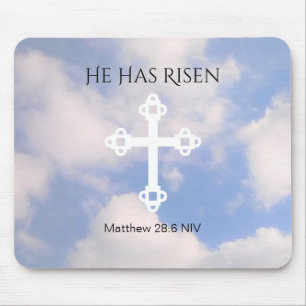 Tapis De Souris Croix dans Ciel nuageux Résurrection Bleu Cadeau P