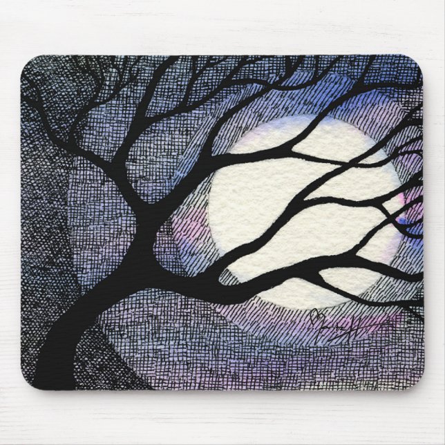 Tapis De Souris Croix d'arbre et de lune hachée (Devant)