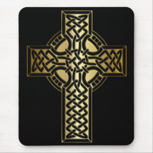 Tapis De Souris Croix de noeud celtique en or et noir