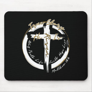Tapis De Souris Croix de Pâques Il Est Ressuscité Jésus Christian