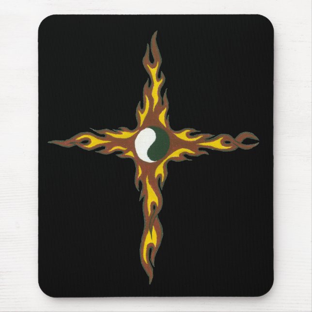 Tapis De Souris Croix du feu de Yin Yang (Devant)