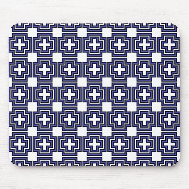 Tapis De Souris Croix et bleu Carré - Mousepad (Devant)