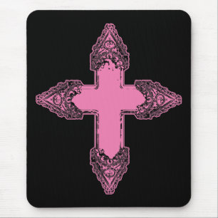 Tapis De Souris Croix gothique rose ornée