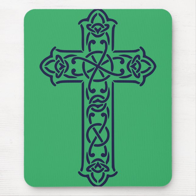 Tapis De Souris Croix haute celtique bleue (Devant)