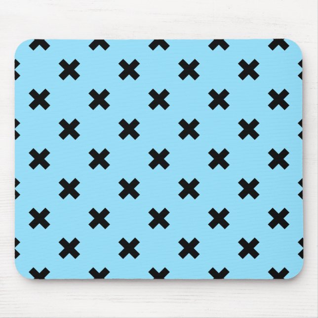 Tapis De Souris Croix noire sur le bleu bébé (Devant)